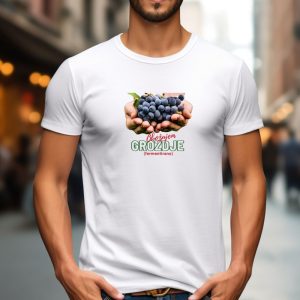 Obožujem grozdje (fermentirano) v rokah, moška bela majica