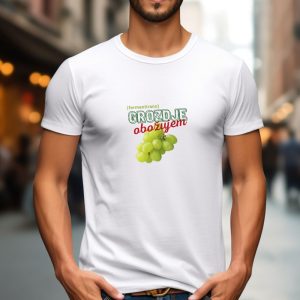 Obožujem grozdje (fermentirano), moška bela majica