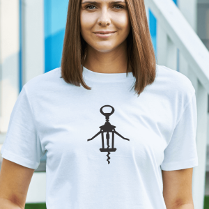 Odpirač za vino, ženska bela majica