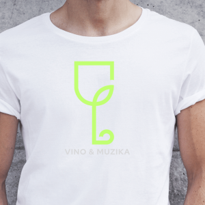 Vino & muzika, moška bela majica