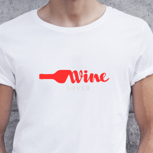 Wine lover rdeč, moška bela majica