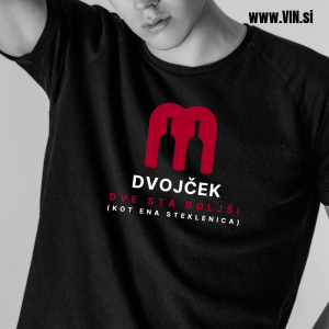 Dvojček - dve sta boljši (kot ena steklenica), moška črna majica