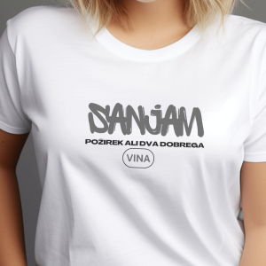 Sanjam vino, ženska bela majica