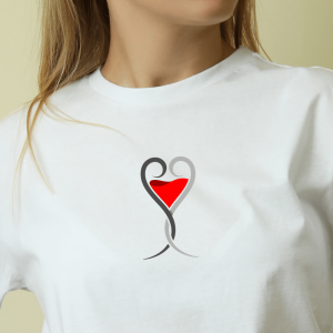 Vino v srcu, ženska bela majica