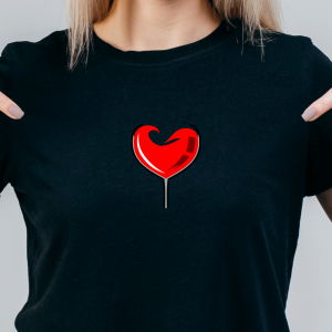 Srce polno vina, ženska črna majica