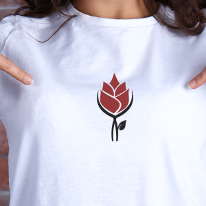 Kozarec roža, ženska bela majica